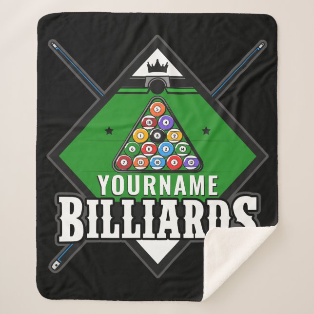 Personalised Billiards NAME Cue Rack Pool Room   Sherpa Blanket (Front)