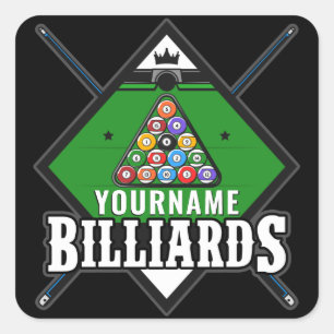 Personalised Billiards NAME Cue Rack Pool Room  Square Sticker