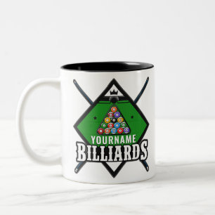 Personalised Billiards NAME Cue Rack Pool Room   Two-Tone Coffee Mug