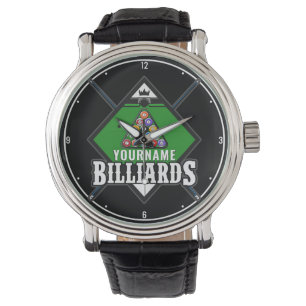Personalised Billiards NAME Cue Rack Pool Room Watch