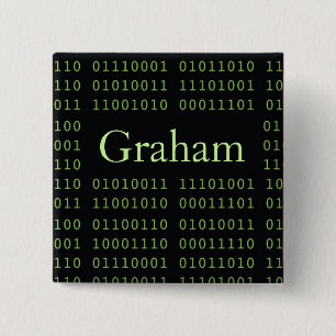 Personalised Binary Code 15 Cm Square Badge