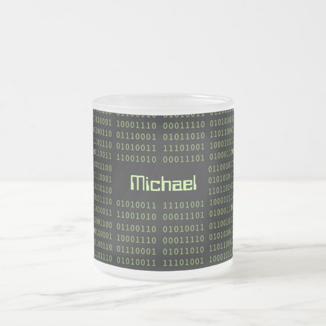 Personalised Binary Code Computer Speak  Frosted Glass Coffee Mug (Center)