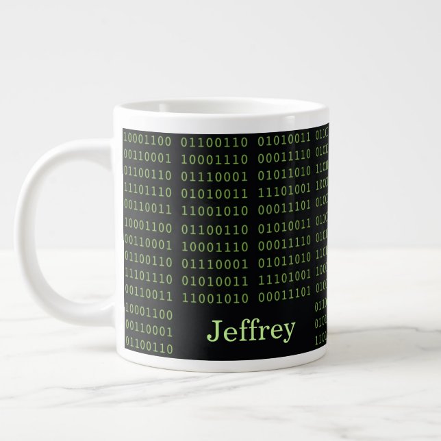 Personalised Binary Code Large Coffee Mug (Left)