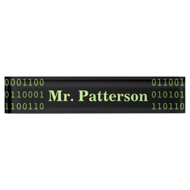 Personalised Binary Code Nameplate (Front)