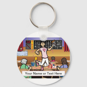  Personalised Bingo Player - Female Cartoon  Key Ring