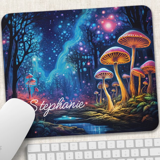 Personalised Bioluminescent Mushroom Mouse Mat (Creator Uploaded)