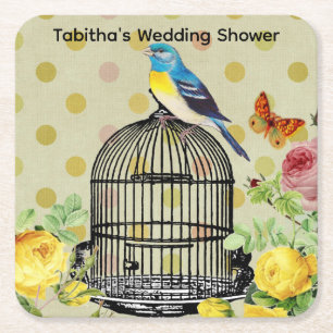 Personalised Bird & Butterfly Paper Drink Coaster