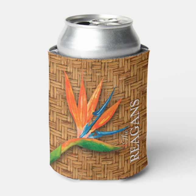 Personalised Bird of Paradise Tropical Can Cooler (Can Front)
