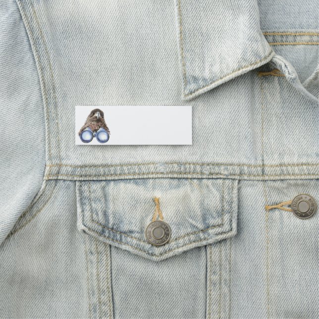 Personalised Bird Watcher Fun Hawk Binoculars Name Tag (In Situ)