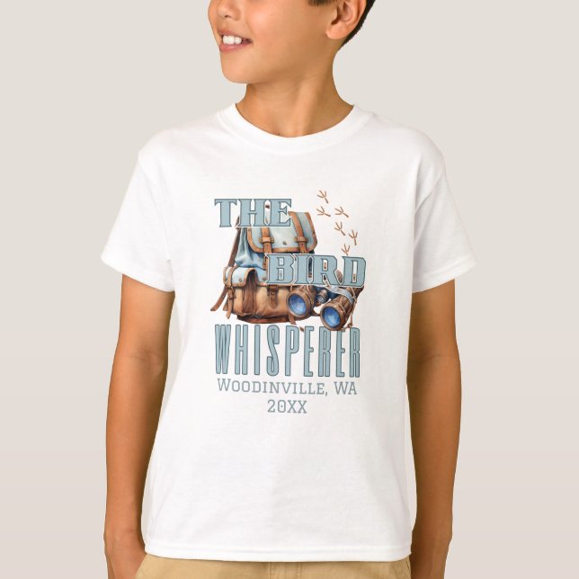 Personalised Bird Watching Location Date Name T-Shirt (Front)