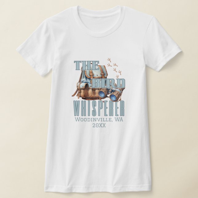 Personalised Bird Watching Location Date Name T-Shirt (Laydown)