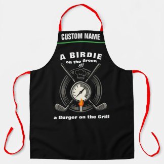 Personalised Birdie Green Burger Grill Golf BBQ Apron