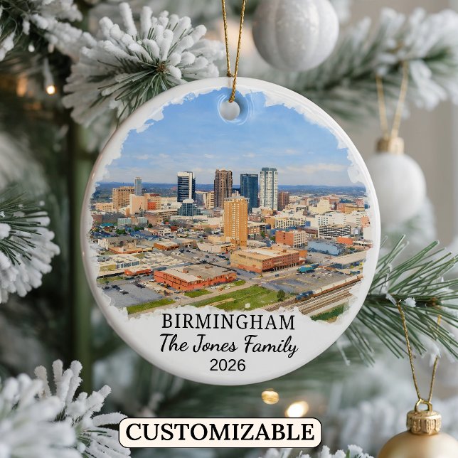 Personalised Birmingham Ornament, Custom Alabama Ceramic Tree Decoration (Creator Uploaded)