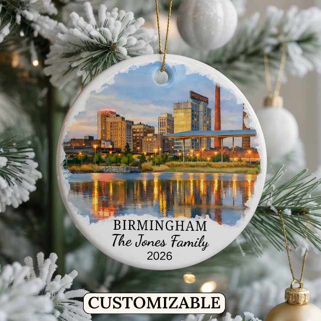 Personalised Birmingham Ornament, Custom Alabama Ceramic Tree Decoration (Creator Uploaded)