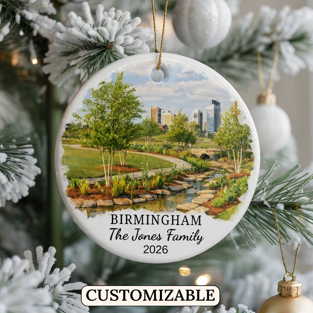 Personalised Birmingham Ornament, Custom Alabama Ceramic Tree Decoration (Creator Uploaded)