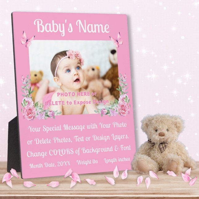 Personalised Birth Announcement Plaque, Baby Photo Plaque (Baby Announcement for Grandparents. Gifts for New Parents. Nursery picture ideas. Baby keepsake gift)