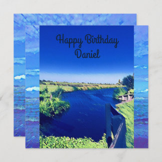 Personalised Birth-Day Blue Canal sky Watercolor