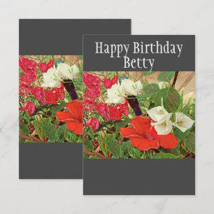 Personalised Birth Day Red Hibiscus Watercolor Card