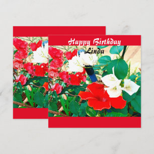 Personalised Birth-Day Red Shoe flower Watercolor Card