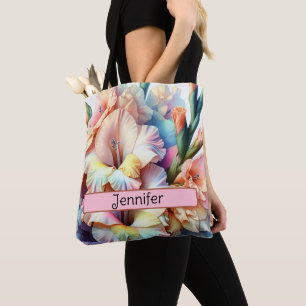 Personalised Birth Flower August Gladiolus Tote Bag