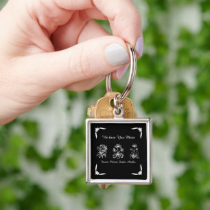 Personalised Birth Flower Keychain For Mum,Custom 