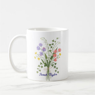 Personalised Birth Flower Lily of The Valley Coffee Mug
