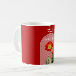 Personalised Birth Flower Month August Poppy Coffee Mug