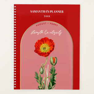 Personalised Birth Flower Month August Poppy  Planner
