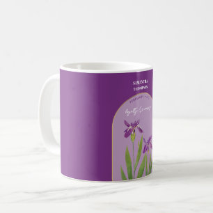 Personalised Birth Flower Month February Iris  Coffee Mug