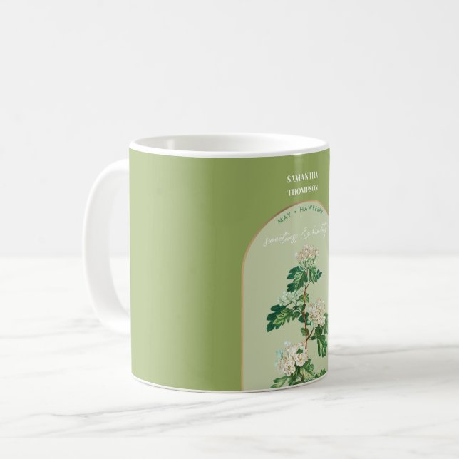 Personalised Birth Flower Month May Hawberry Coffee Mug (Front Left)