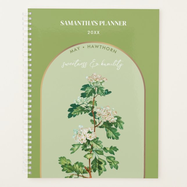 Personalised Birth Flower Month May Hawthorn  Planner (Front)