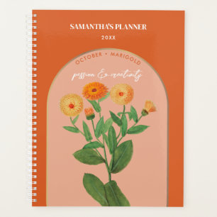 Personalised Birth Flower Month October Marigold  Planner