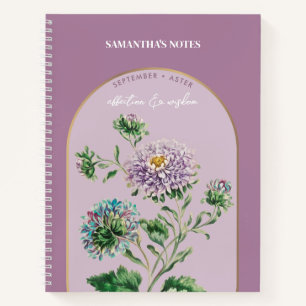 Personalised Birth Flower Month September Aster Notebook