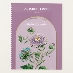Personalised Birth Flower Month September Aster  Planner