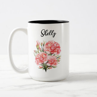 Personalised Birth Flower Mug - Custom Name Floral