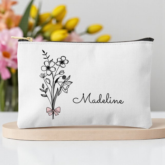 Personalised Birth Month Flower Accessory Pouch (Creator Uploaded)