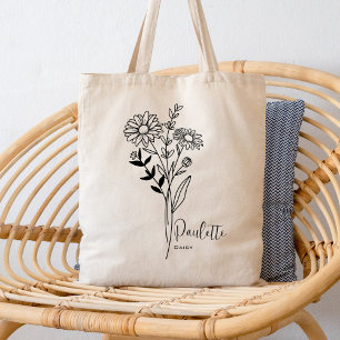 Personalised Birth Month Flower April Boho Tote Bag