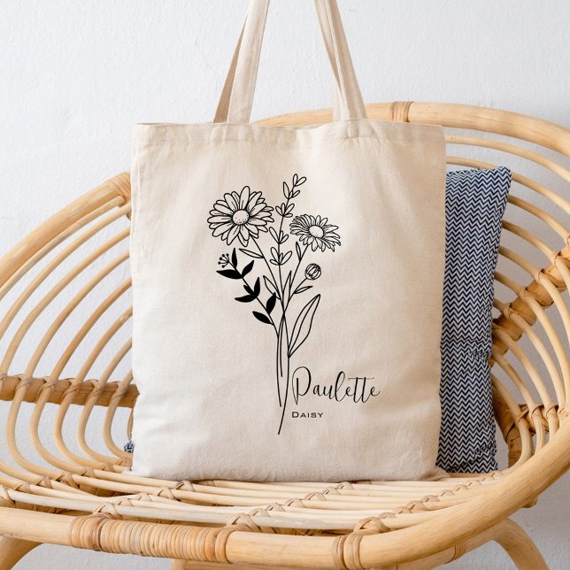 Personalised Birth Month Flower April Boho Tote Bag (Creator Uploaded)
