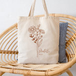 Personalised Birth Month Flower April Rust   Tote Bag<br><div class="desc">A beautiful modern botanical bouquet of Daisy flowers represents April's birth month.  The ideal gift showing your favourite person how much you care. Perfect for all occasions including,  birthdays,  best friends,  Mother's Day,  bridesmaid gift,  maid of honour,  new mum,  and so much more!  Easily Personalised with your name choice.</div>