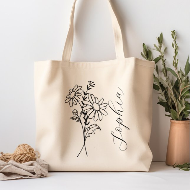 Personalised Birth Month Flower April Tote Bag (Creator Uploaded)