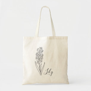 Personalised Birth Month Flower Custom Name Tote Bag