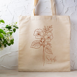 Personalised Birth Month Flower February Rust Tote Bag
