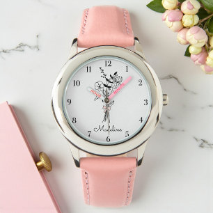 Personalised Birth Month Flower For Her Floral Watch
