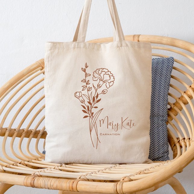 Personalised Birth Month Flower January Botanical Tote Bag (Creator Uploaded)