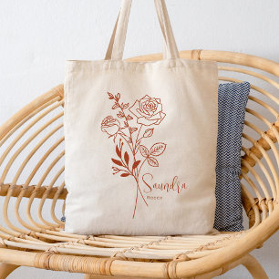 Personalised Birth Month Flower June Boho Tote Bag