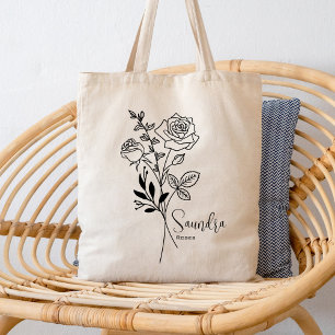 Personalised Birth Month Flower June Botanical Tote Bag
