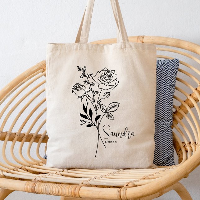 Personalised Birth Month Flower June Botanical Tote Bag (Creator Uploaded)