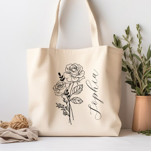 Personalised Birth Month Flower June Tote Bag