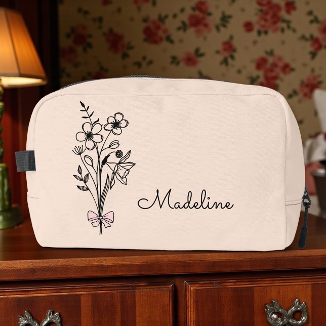 Personalised Birth Month Flower Light Peach Dopp Kit (Creator Uploaded)