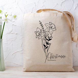 Personalised Birth Month Flower March  Tote Bag